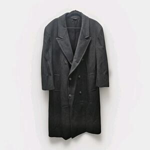 Vintage Braces Union Made Double Breasted Pure Wool Coat XL Black Classic Retro